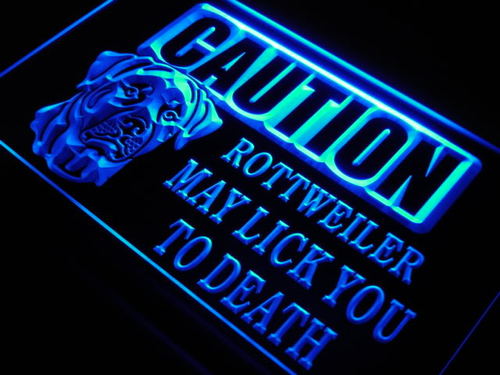 Caution Rottweiler Lick Dog Pet Neon Light Sign